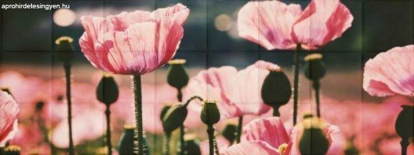 Pipacsmező virágok színes nyomtatott műbőr falvédő, ágy mögé (200x75
cm)