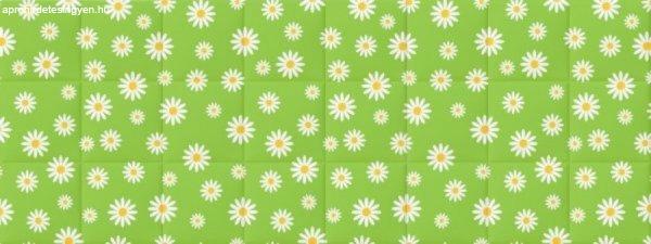 Margaréta zöld virágok nyomtatott műbőr falvédő, ágy mellé (200x75 cm)