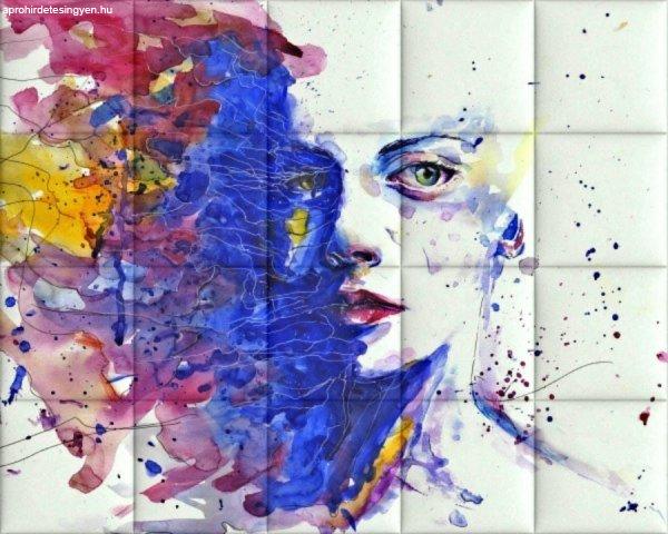 Absztrakt-14 KERMA-113 női arc dekorpanel nyomtatott műbőr falikép