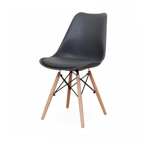 Modern párnás műanyag szék, sötétszürke - FJORD - Butopêa