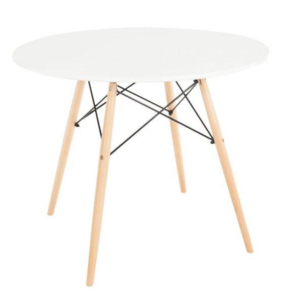 Modern kerek étkezőasztal, 80 cm, fehér - FJORD - Butopêa