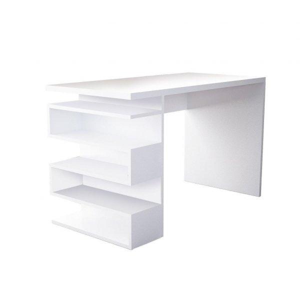 Modern íróasztal, polccal, fehér - FUNNY - Butopêa