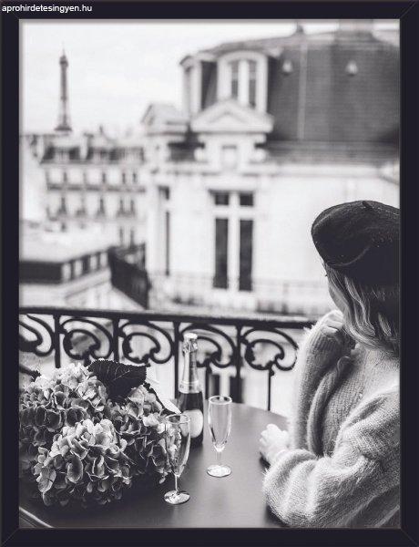 Falikép, 30x40 cm, párizsi balkon fekete fehér  - BELLE VUE - Butopêa