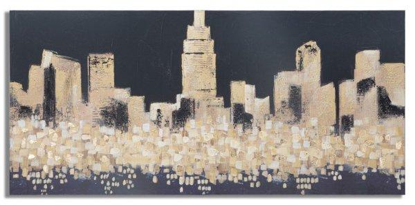 Vászon kép, városi fények, 150x70 cm arany, fekete - CITY - Butopêa