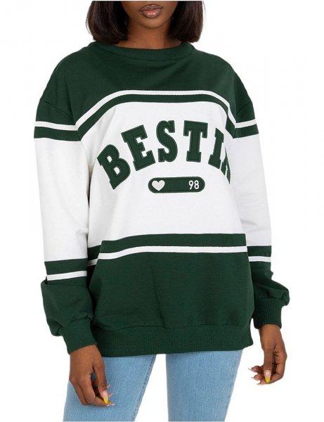 Zöld oversize női pulóver Beast felirattal