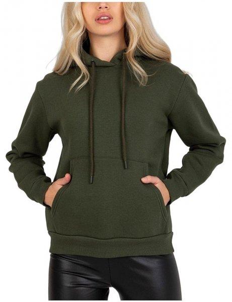 Khaki színű női kapucnis pulóver