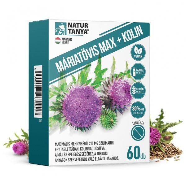 Natur Tanya® MÁRIATÖVIS MAX + KOLIN - Maximális mennyiségű szilimarin,
kolinnal a máj és az epe egészségéhez