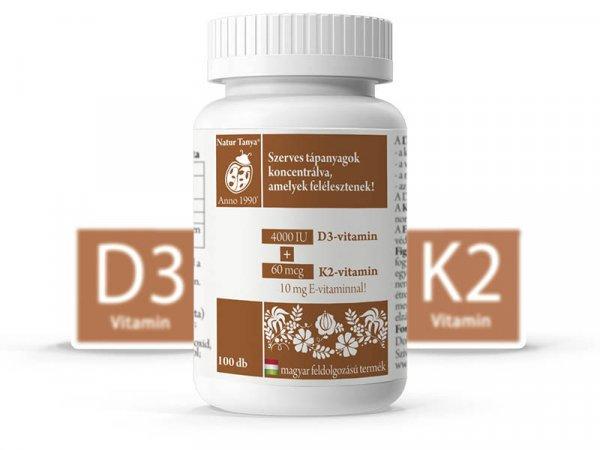 Natur Tanya® D3 és K2-VITAMIN EGYÜTT! 4000IU D3-vitamin és 60mcg K2 kivonat
1 tablettában! 100db