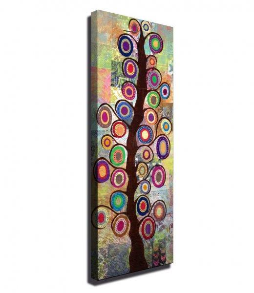 Vászon falikép, absztrakt fa, 30x80 cm, zöld-rózsaszín - EDEN - Butopêa