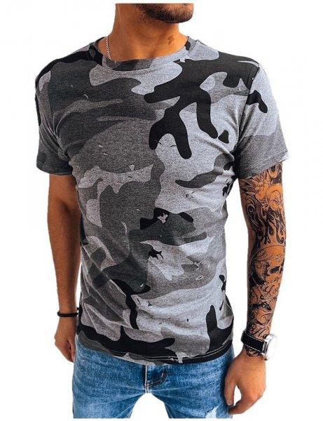 Sötétszürke-fekete férfi póló terepszínű mintával