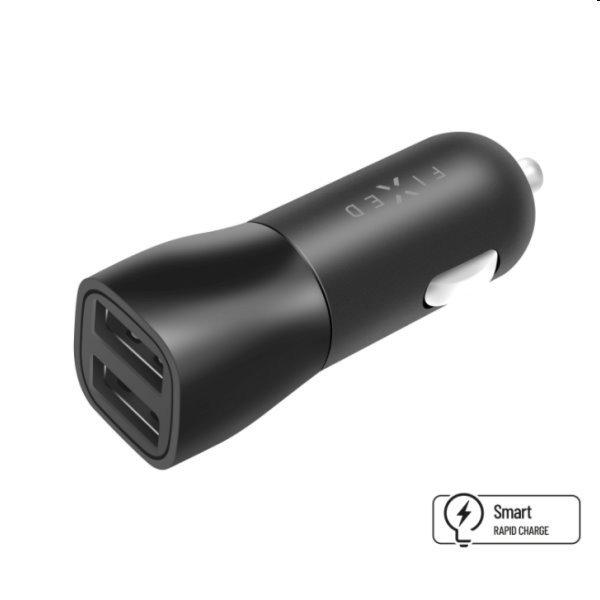 FIXED Autós töltő Smart Rapid Charge 2x USB, 15 W, fekete