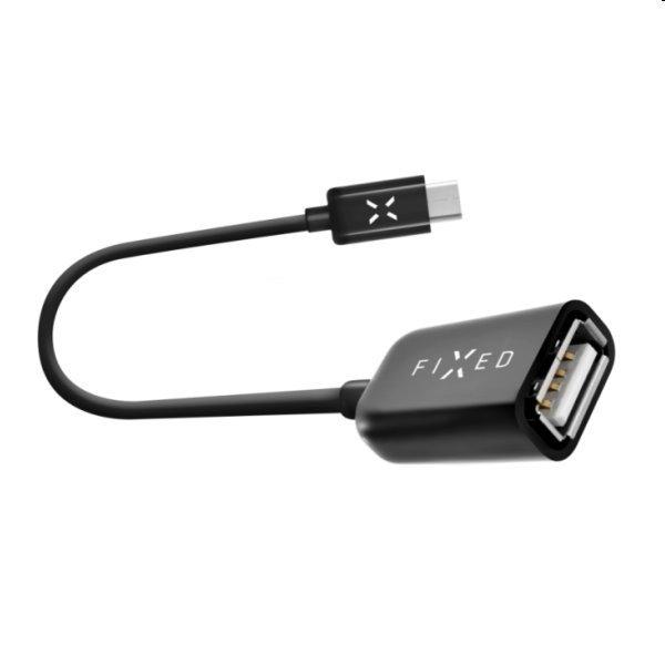 FIXED OTG dátový kábel micro USB / USB-C 0.2 m, fekete