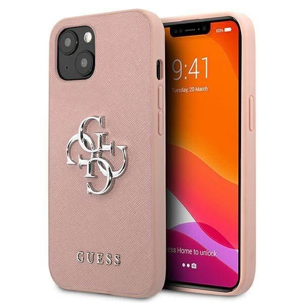 Guess GUHCP13SSA4GSPI iPhone 13 mini 5,4" rózsaszín Saffiano 4G fém
logós keménytok