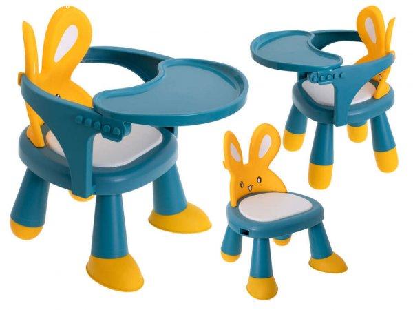Multifunkcionális etető és játék asztal székkel - Nyuszi #kék