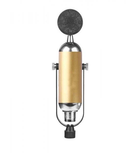 Professzionális kondenzátor stúdió mikrofon, vezetékes, állítható
dőlésszögű, U alakú mikrofontartóval, arany szín