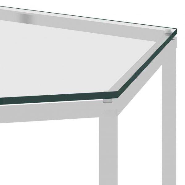 Ezüstszínű üveg és rozsdamentes acél dohányzóasztal 60x53x50 cm