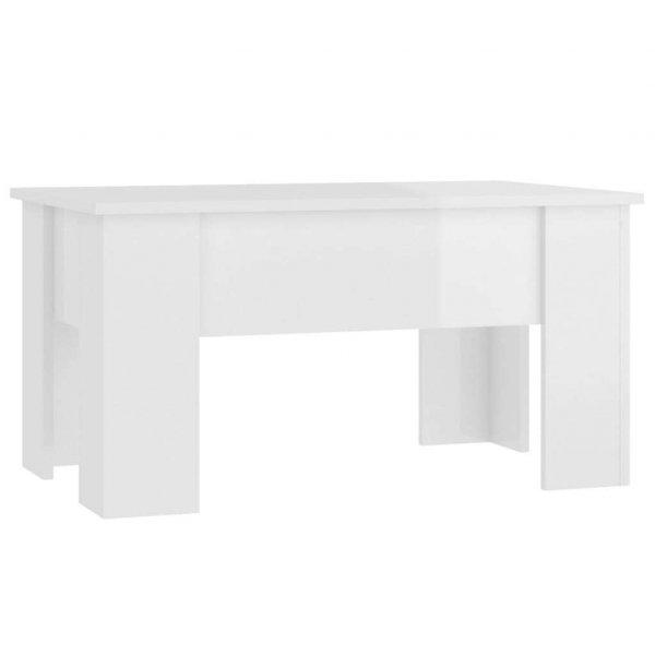 Magasfényű fehér szerelt fa dohányzóasztal 79x49x41 cm