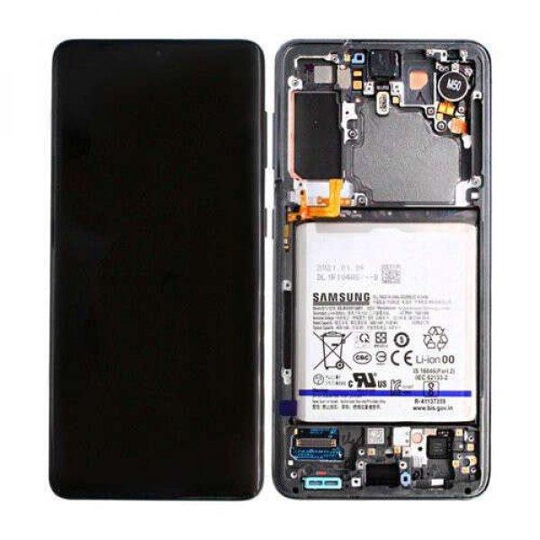 Samsung G991 Galaxy S21 5G gyári LCD+érintőpanel szürke kerettel,
akkumulátorral
