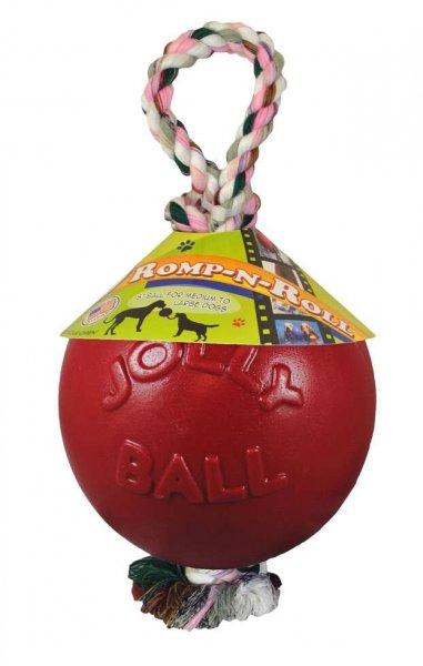 Jolly Pets Romp-n-Roll  labda kötéllel piros 20 cm kutyajáték