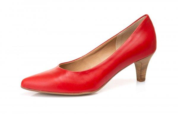 Tamaris piros bőr magassarkú cipő