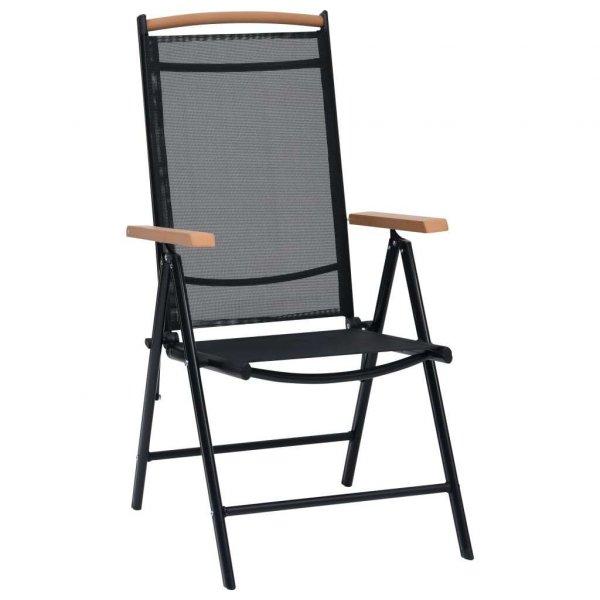 2 db fekete összecsukható alumínium és textilén kerti szék