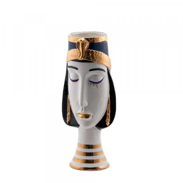 Váza egyiptomi fej porcelán 45x18cm
