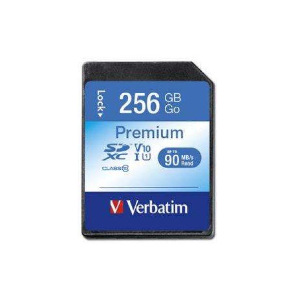 VERBATIM Memóriakártya, SDXC, 256GB, CL10/U1, 90/10 MB/s, VERBATIM 