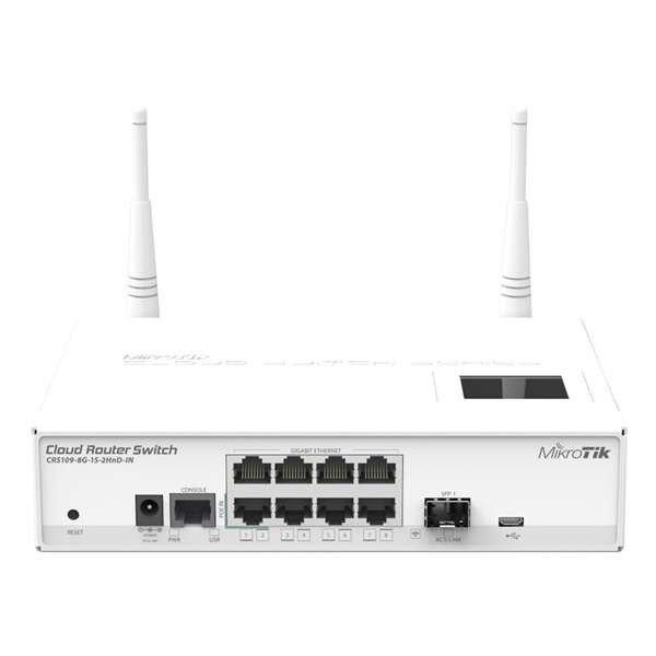 Mikrotik CRS109-8G-1S-2HND-IN Cloud Router Switch Wireless, 2,4GHZ, 8x1000Mbps +
1x1000Mbps SFP, Asztali - CRS109-8G-1S-2HND-IN