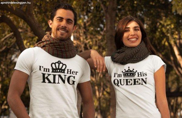 King & Queen páros fehér pólók 1