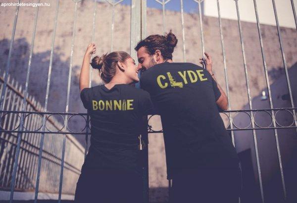 Bonnie & Clyde páros fekete pólók arany felirattal