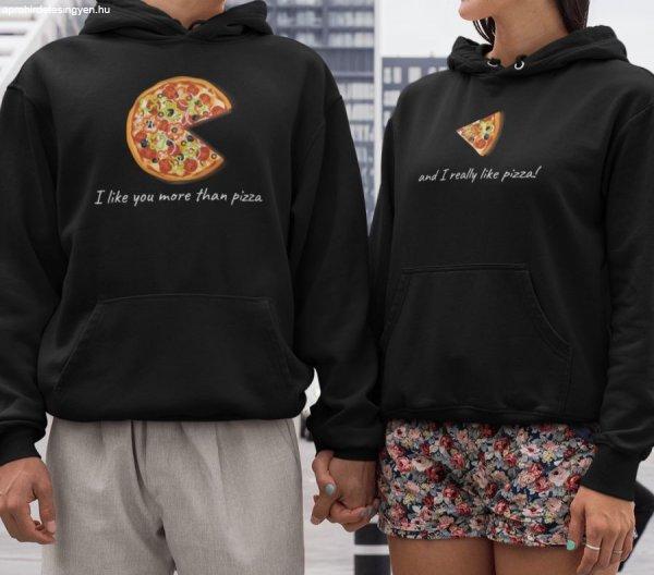 I like you more than pizza páros fekete pulóverek