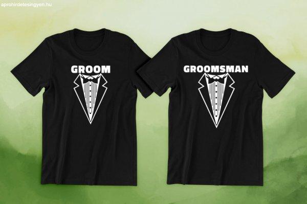 Groom, Groomsman 02 fekete póló