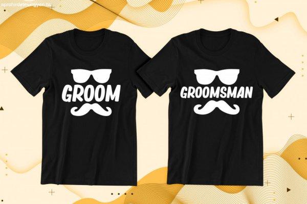 Groom, Groomsman 03 fekete póló