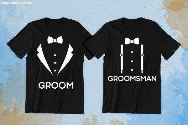 Groom, Groomsman 04 fekete póló