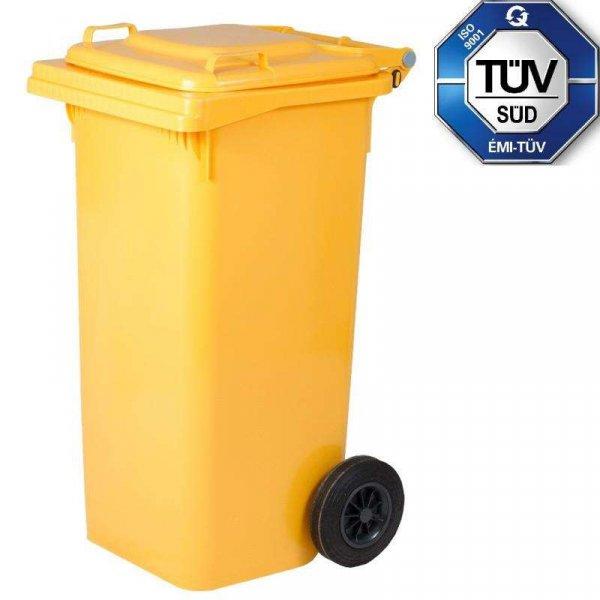MŰANYAG SZEMETESKUKA 240 L - SÁRGA színű szelektív háztartási
hulladéktároló - TÜV - ICS-ITALIA P140240G -