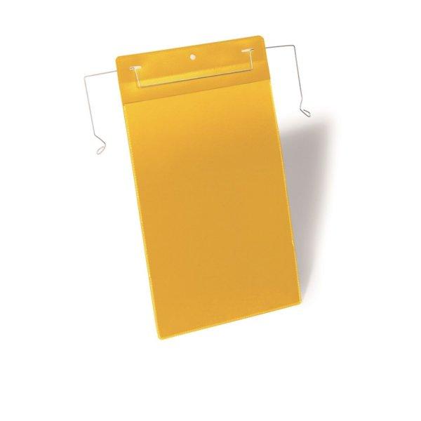 Dokumentum tároló zseb, A4, álló drót rögzítéssel, 50 db/csomag, Durable
sárga