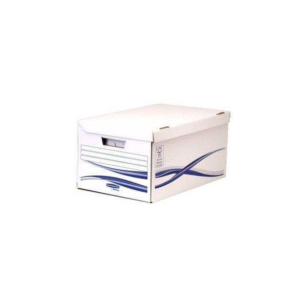 Archiváló konténer csapófedéllel, karton, 6 db A4+, 80mm, Archiváló
dobozzal, Fellowes® Bankers Box Basic, kék-fehér