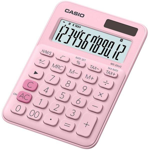Számológép asztali 12 digit nagy kijelző Casio MS 20 UC rózsaszín