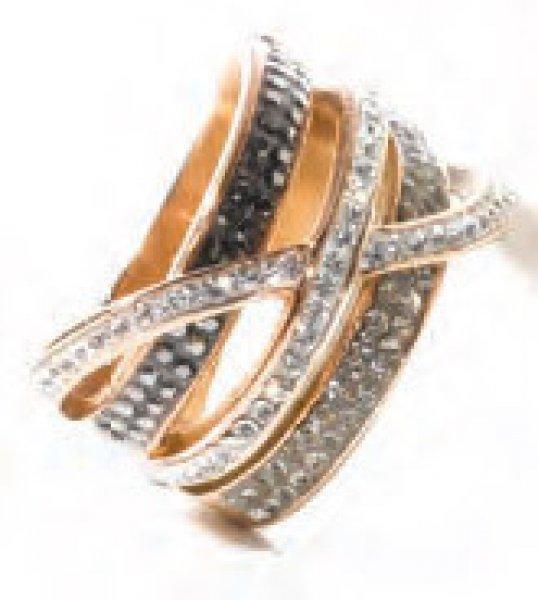 Victoria Rose gold színű fekete, fehér köves gyűrű