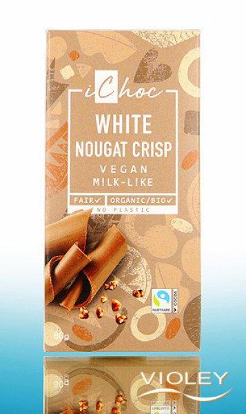 Ichoc bio fehér csokoládé karamellizált mogyoró darabokkal vegán 80 g