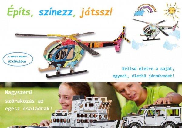 Sannin Media - Helikopter - Kifestő karton makett építő - és kreatív szett