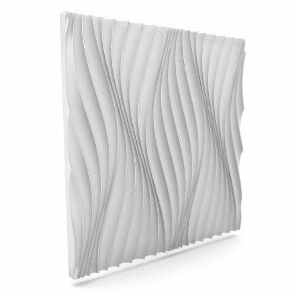 MYWALL WIND hullámos beltéri fehér festhető polisztirol 3d falpanel, modern
dekoráció falra (60x60cm)