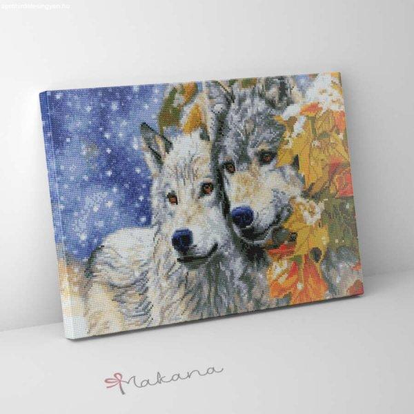 Farkasok ősszel - Gyémántszemes kirakó készlet, kerettel (40x50 cm)