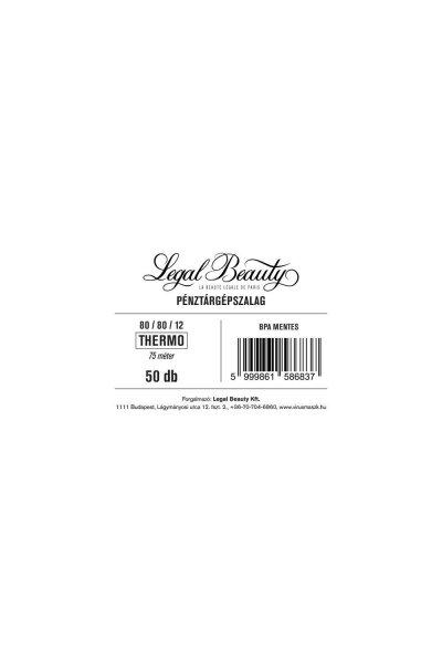 Legal Beauty prémium, BPA mentes, thermo pénztárgépszalag, 80/80/12 mm, 75
méter - 50 tekercs