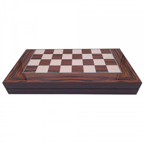 IdeallStore® ostábla és dáma, Backgammon Expert, fényes fa, mágneses zár,
48 cm, barna