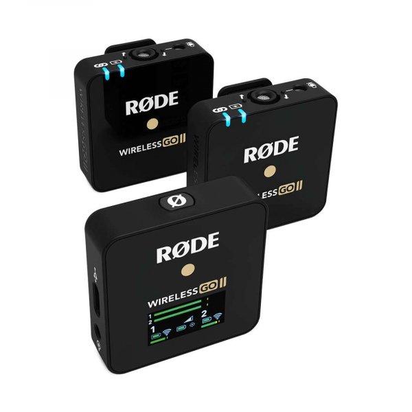 RØDE Wireless GO II ultra kompakt, két csatornás digitális vezeték
nélküli mikrofon rendszer adóba épített mikrofonnal, és rögzítővel.