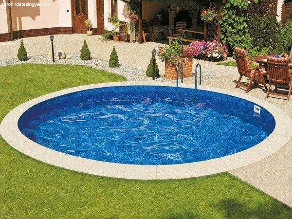 Ibiza kör alakú medence, 6 m *1,2 m mély, szkimmer nyílással és kombi
zárósínnel, fólia nélkül