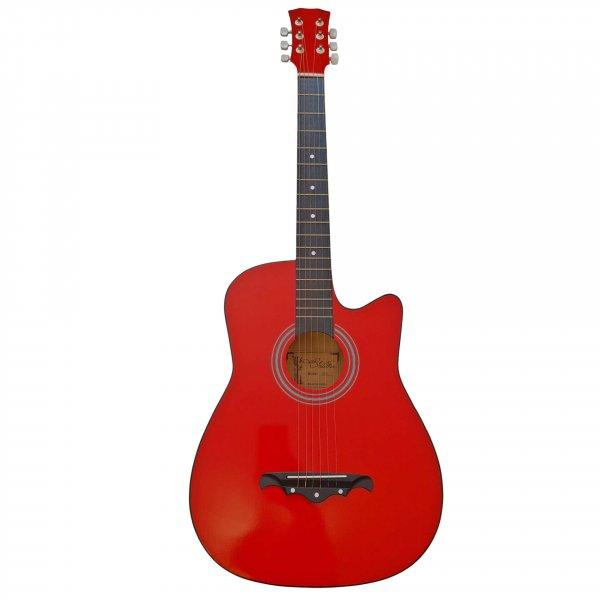 IdeallStore® klasszikus fa gitár, Red Raven, 95 cm, Cutaway modell, piros,
vonóval