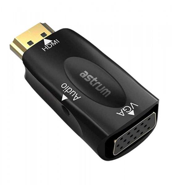 Astrum DA480 HDMI - VGA + 3.5mm Jack adapter fekete