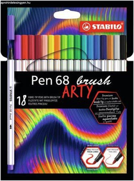 Ecsetirón készlet, STABILO "Pen 68 brush ARTY", 18 különböző
szín